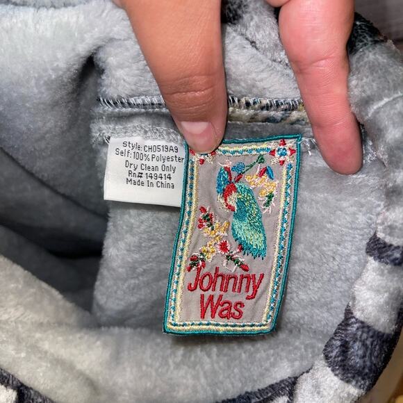 Johnny Was NWT Floral Plush Velour Drawstring Shoulder Boho Strap Tote Bag Sak - Picture 10 of 11